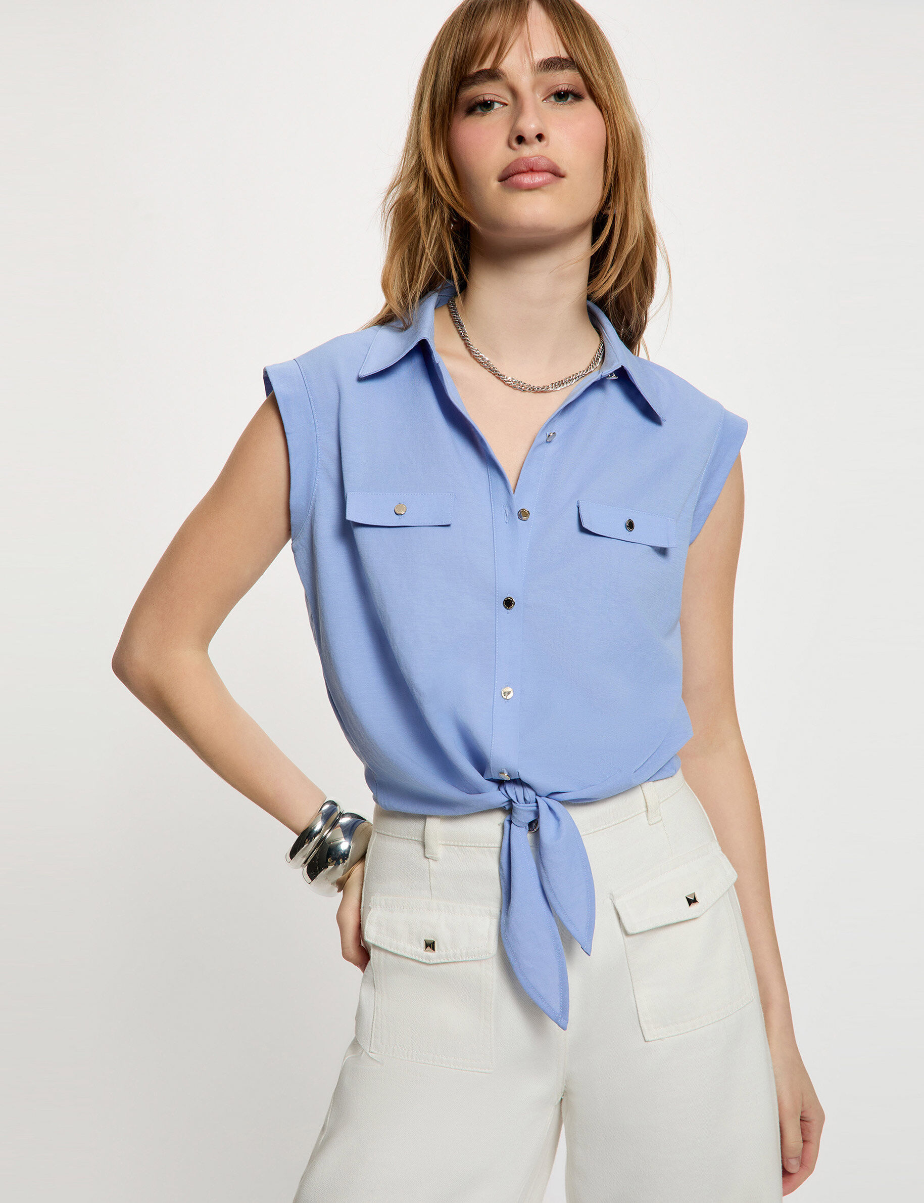 Blouse sans manches lavande femme