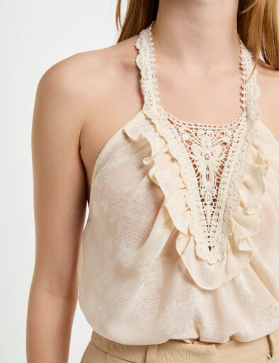 top detail dentelle creme femme Top détail dentelle creme femme