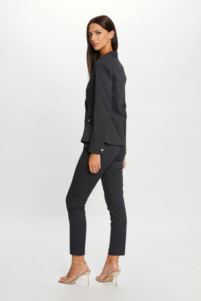 Veste cintrée à rayures gris anthracite femme