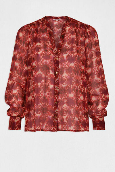 Chemise manches longues imprimé abstrait multico femme