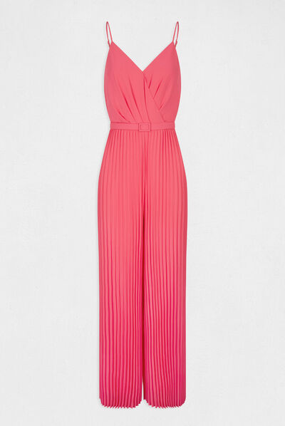 Combinaison large plissée avec dos nu rose femme