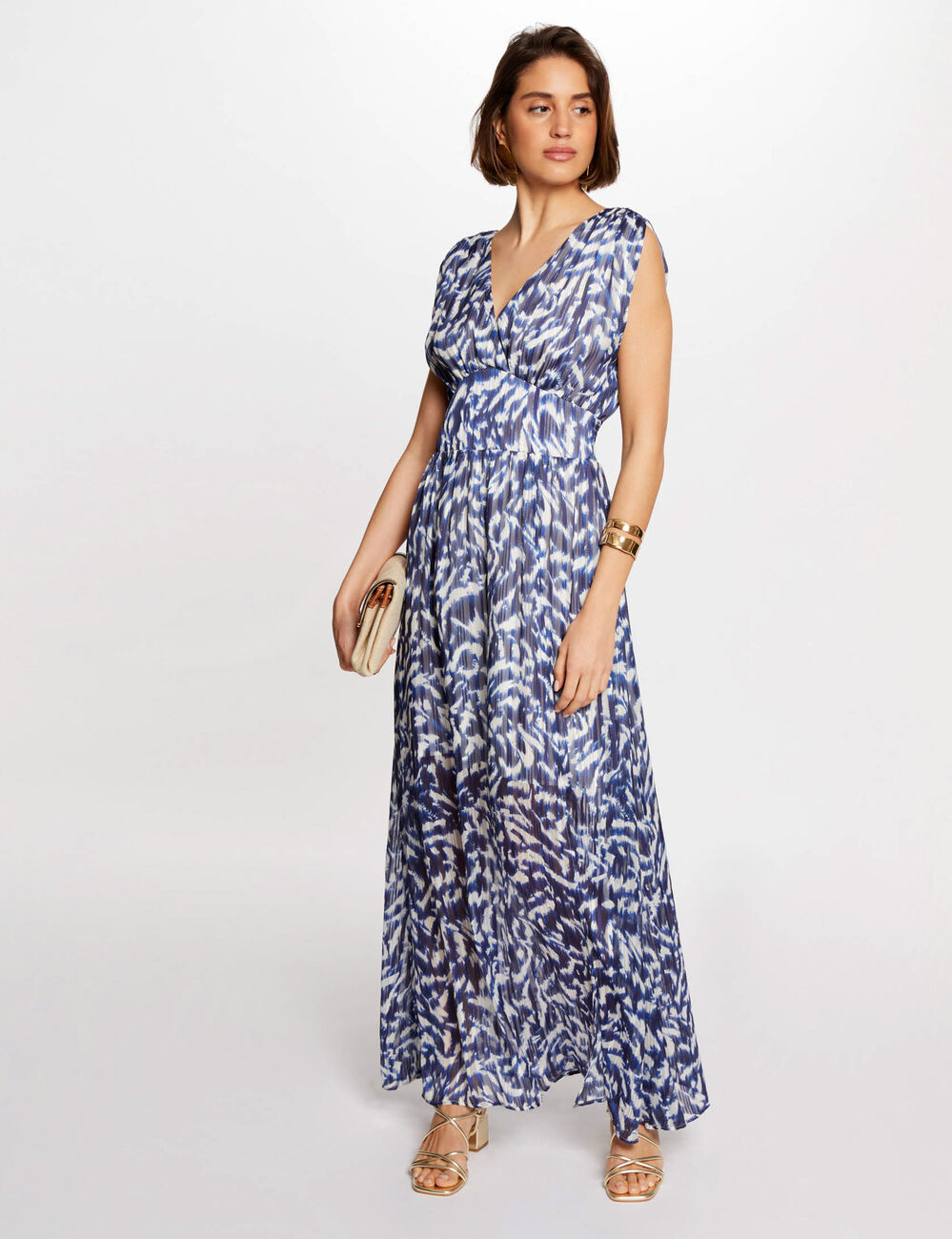 Robe longue cintr&eacute;e imprim&eacute;e multico femme