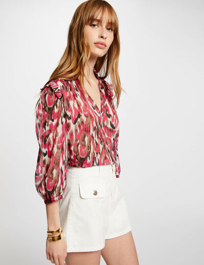 Blouse MORGAN Voile Imprimée Fleurs Tropicales - Épaules Nues, Taille 38/40, Occasion Excellent état