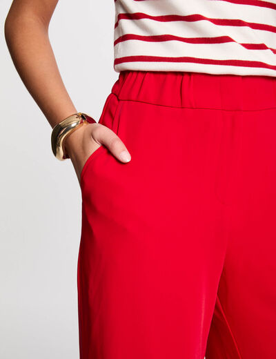 Pantalon large à fronces rouge femme