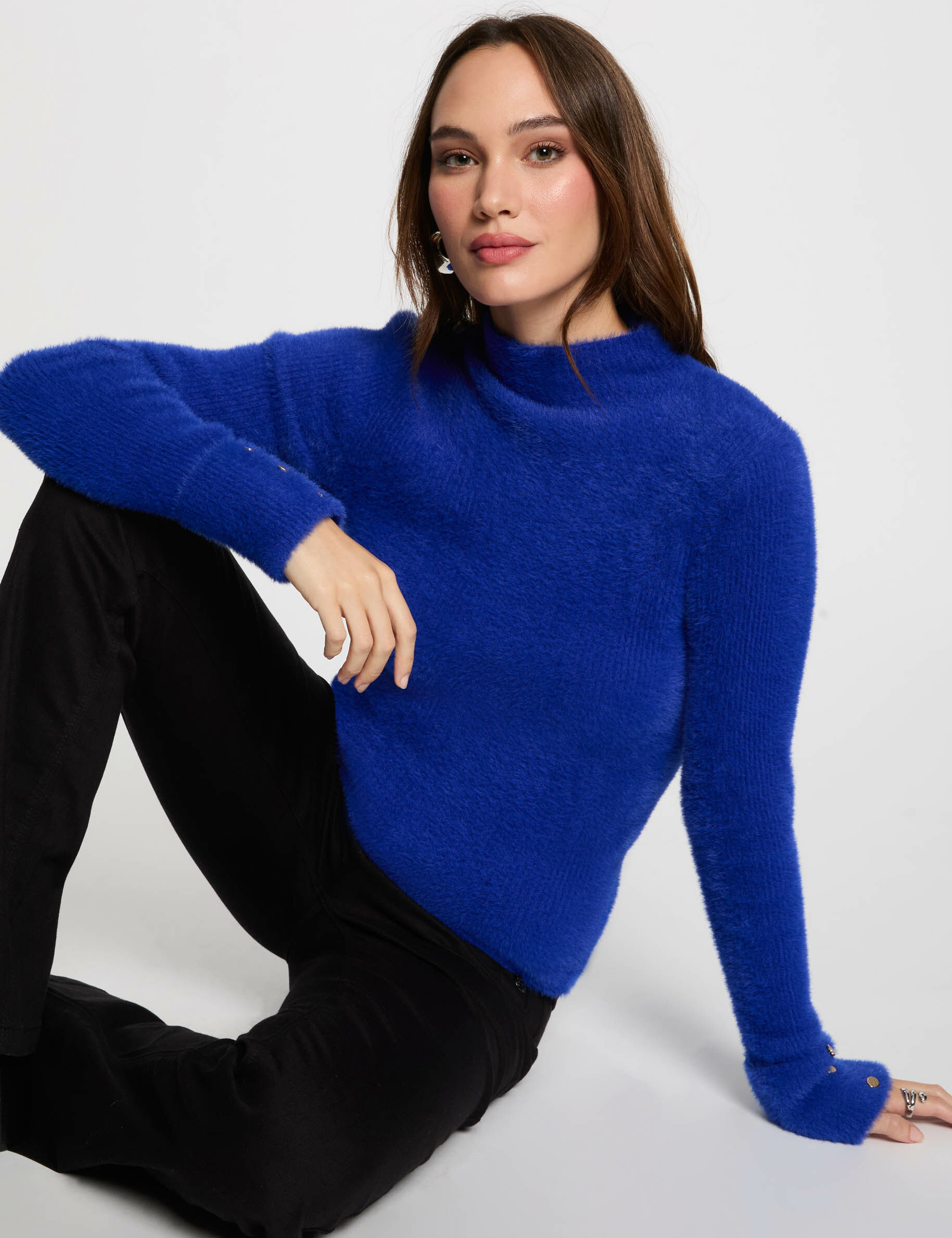 Pull manches longues maille duveteuse - Morgan - Modalova