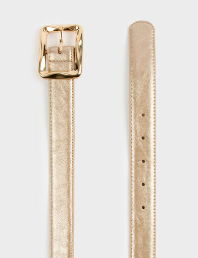 Ceinture fine boucle beige femme