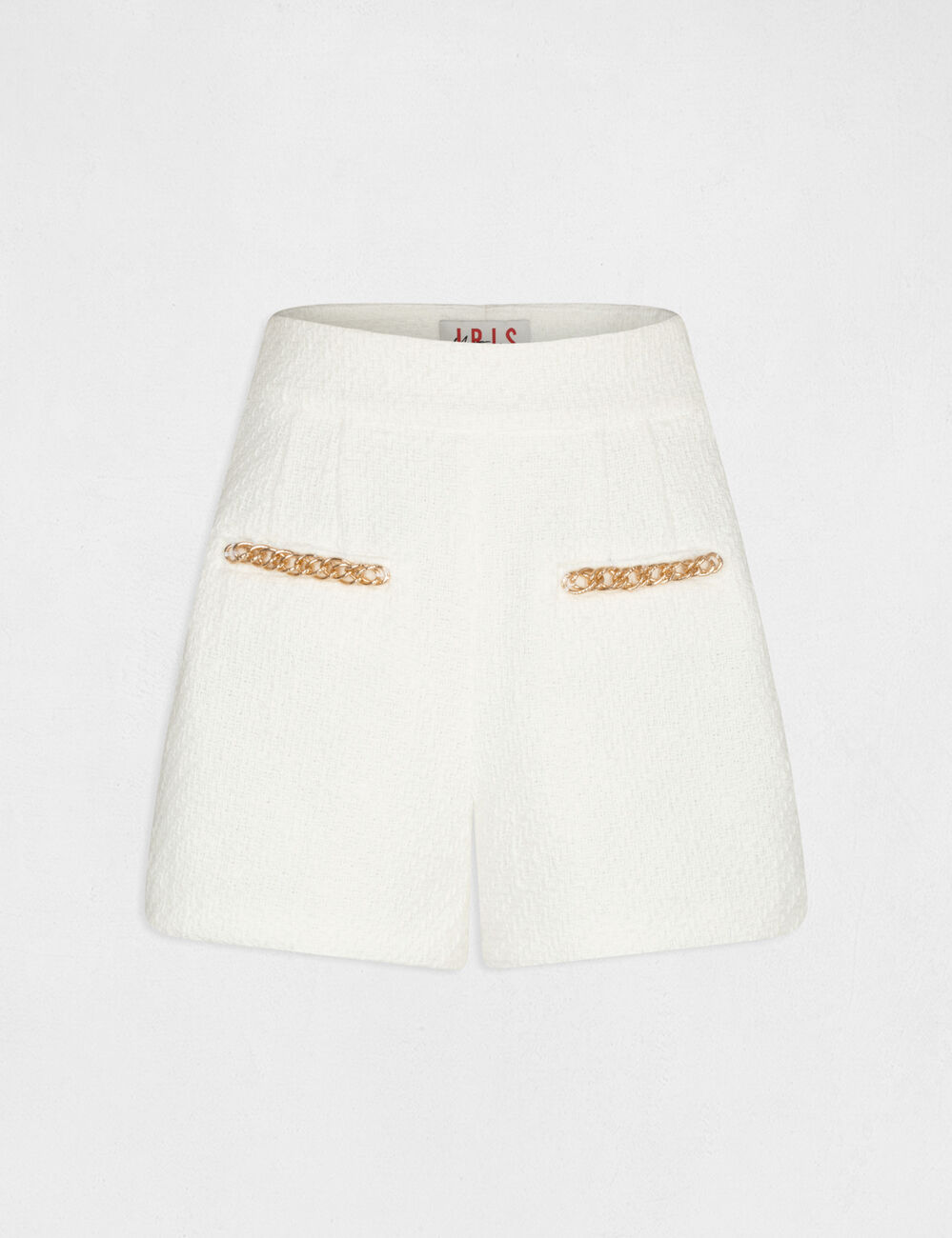 Short city droit avec détails chaînes ecru femme