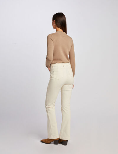 Pull cintr&eacute; col montant taupe femme