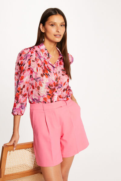 Short city droit à pinces rose femme