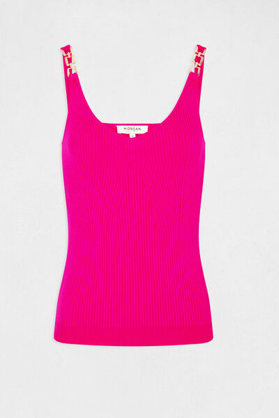 Débardeur avec bretelles à ornements rose fonce femme