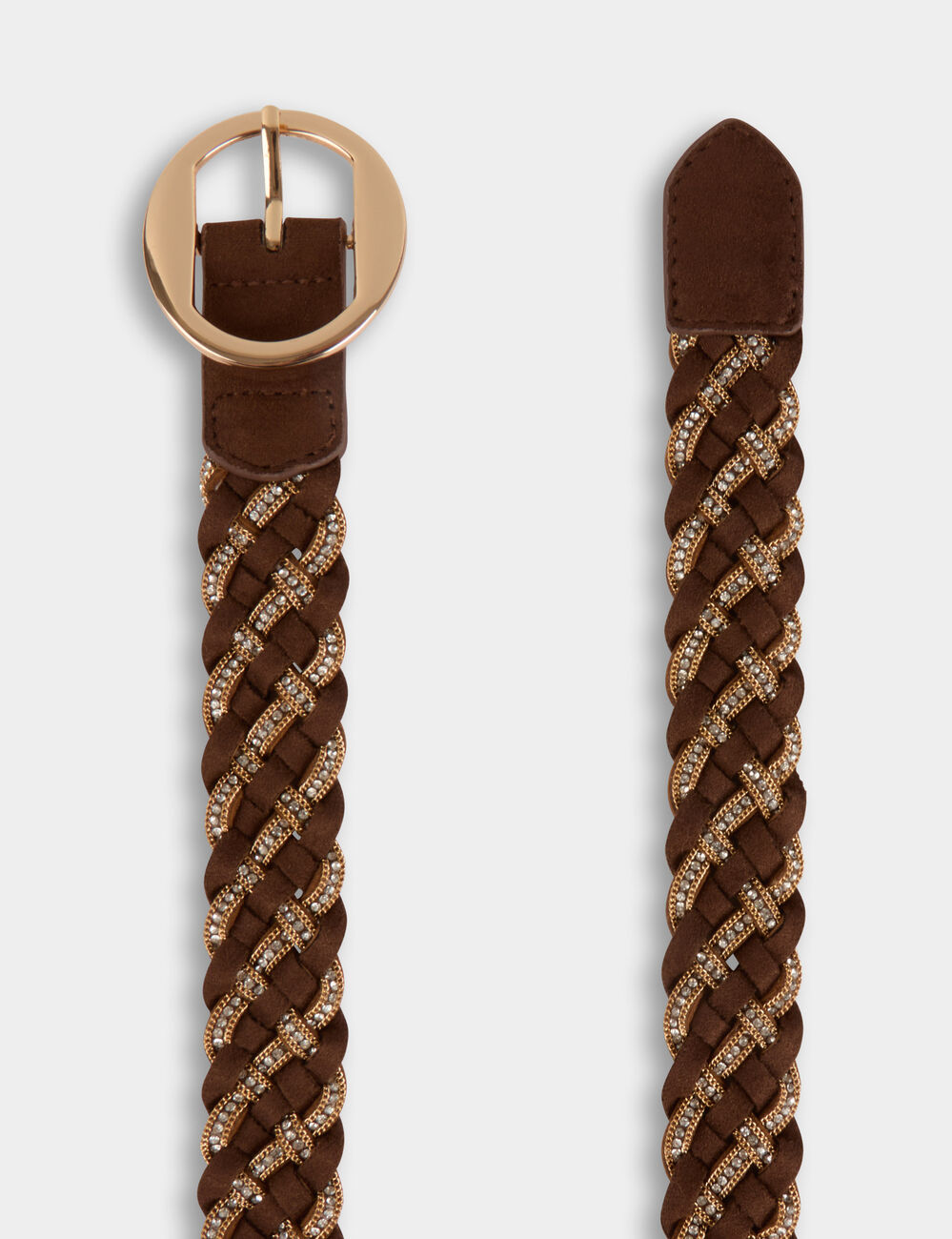 Ceinture large su&eacute;dine marron fonc&eacute; femme