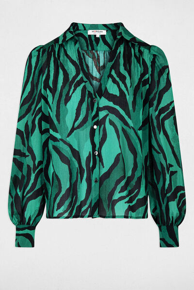 Chemise manches 3/4 imprimé animalier multico femme