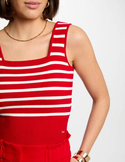 Top maille bretelles larges rouge femme