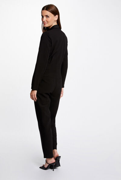 Combinaison droite ceinturée noir femme