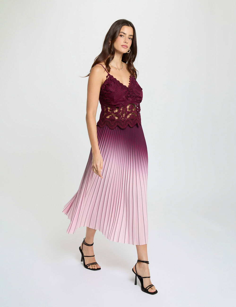 Crop top bretelles fines prune femme