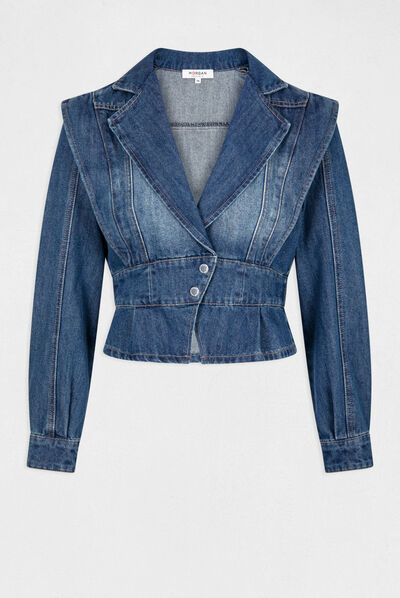 Veste cintrée en jean avec épaulettes jean stone femme