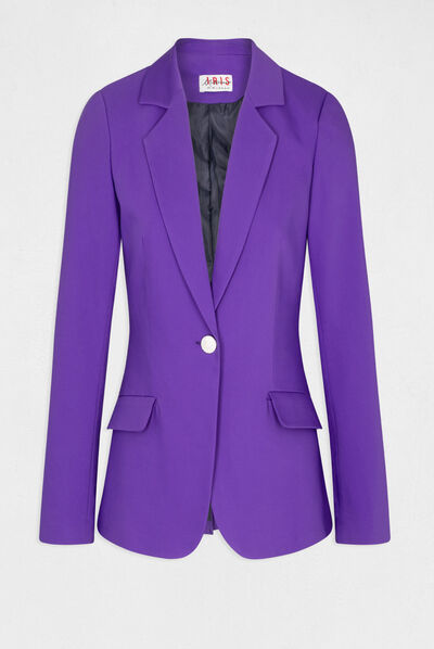 Veste tailleur cintrée boutonnée violet femme