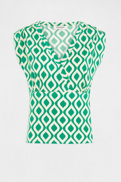 T-shirt imprimé géométrique vert femme