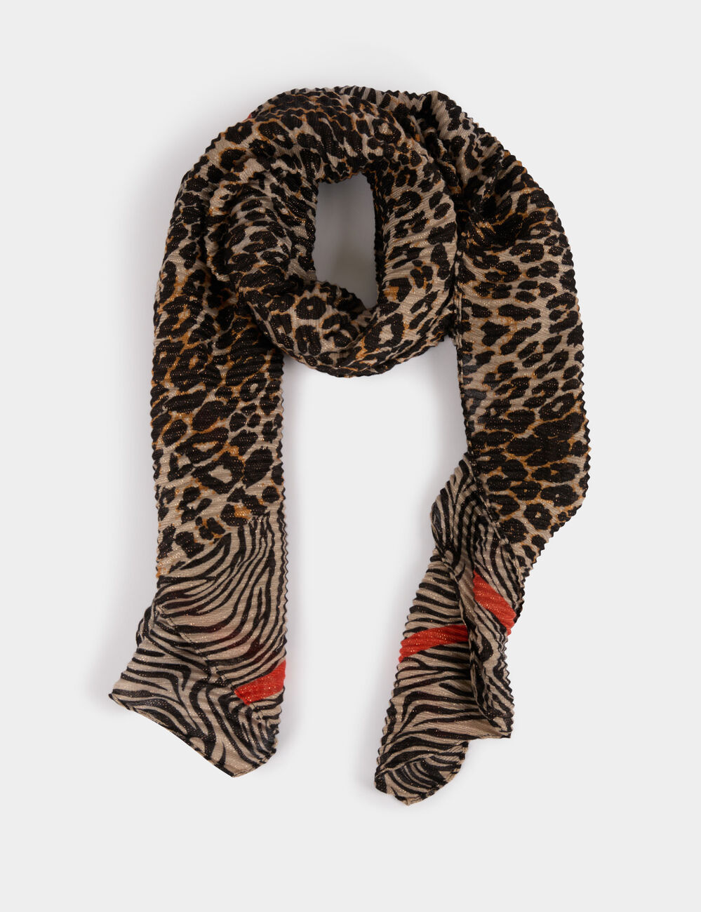 Foulard plissé imprimé multicolore femme