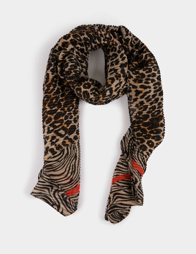 Foulard plissé imprimé multicolore femme