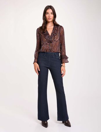 Jean bootcut ceinture bleu femme