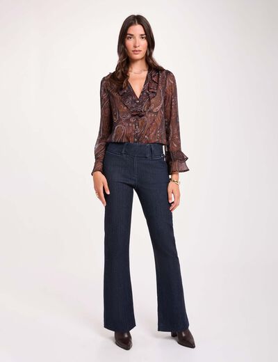 Jean bootcut ceinture bleu femme