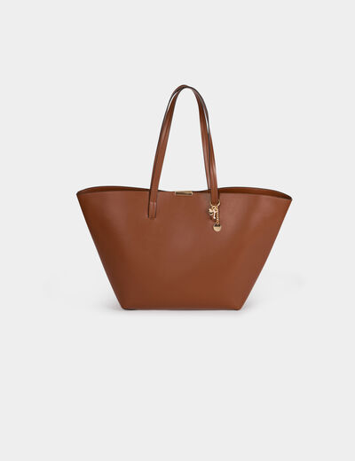 Sac cabas trap&egrave;ze camel femme