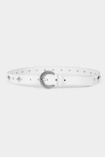 Ceinture perles et clous blanc femme