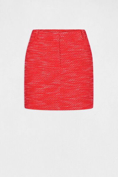 Jupe droite courte rouge femme
