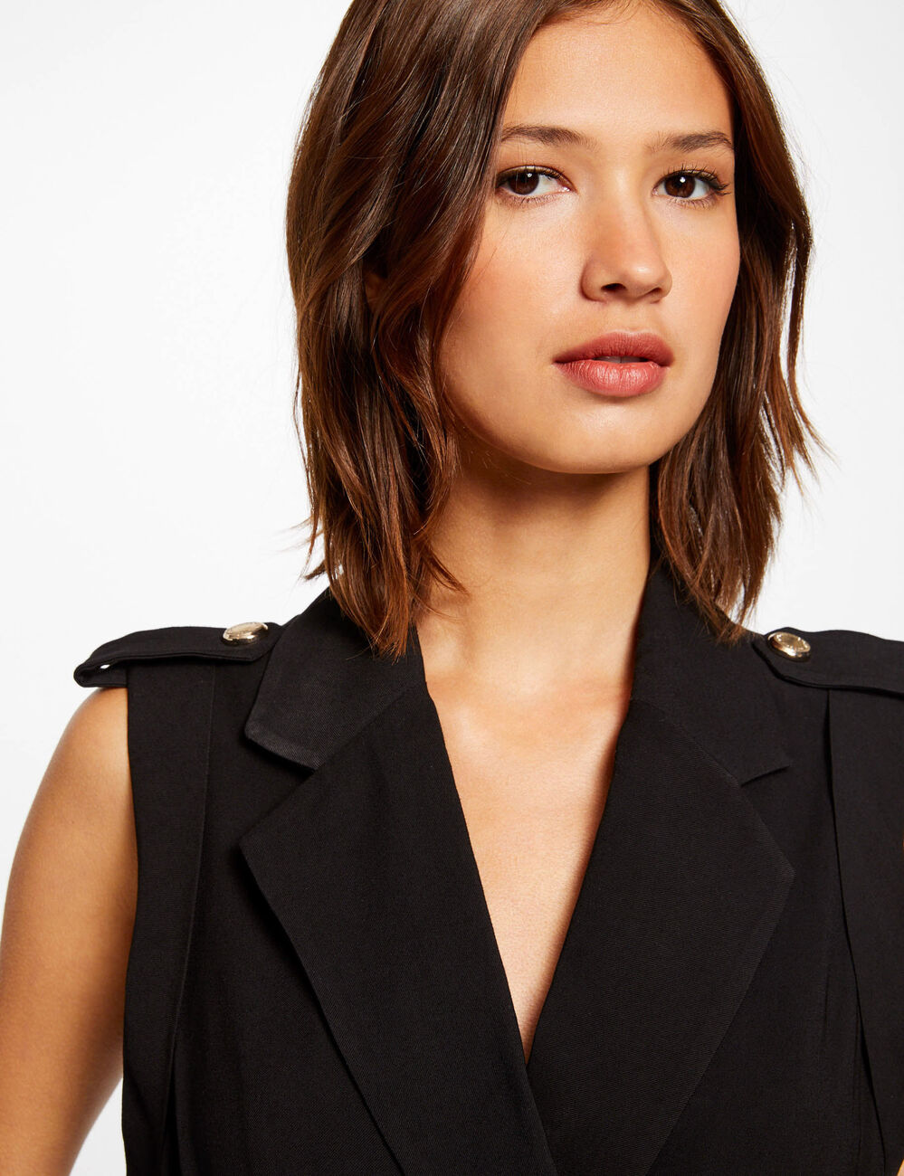 Combinaison droite avec boutons noir femme