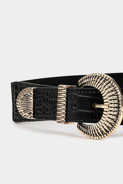 Ceinture élastiquée avec boucle noir femme