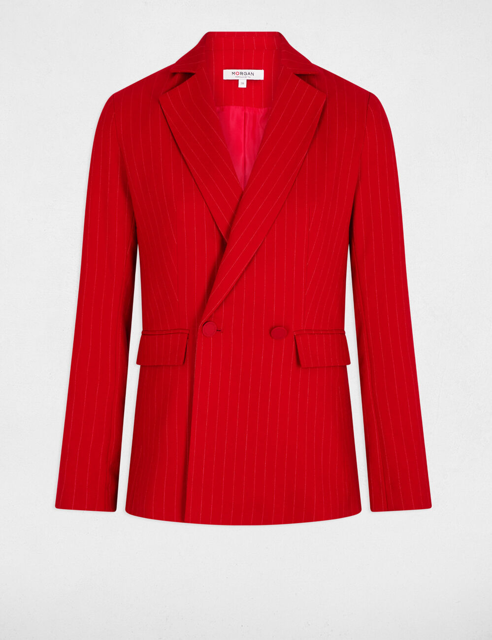 Blazer ajust&eacute; rayures rouge femme