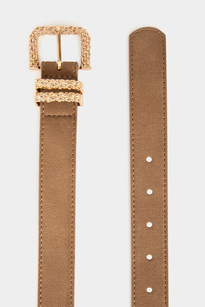 Ceinture à double passant marron femme