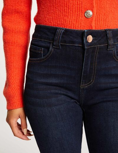 Jeans slim taille haute denim brut femme