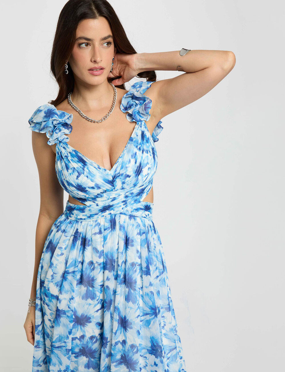 ROBE FLORALE NEUVE Anthropologie Chanler bleu poulain violet L