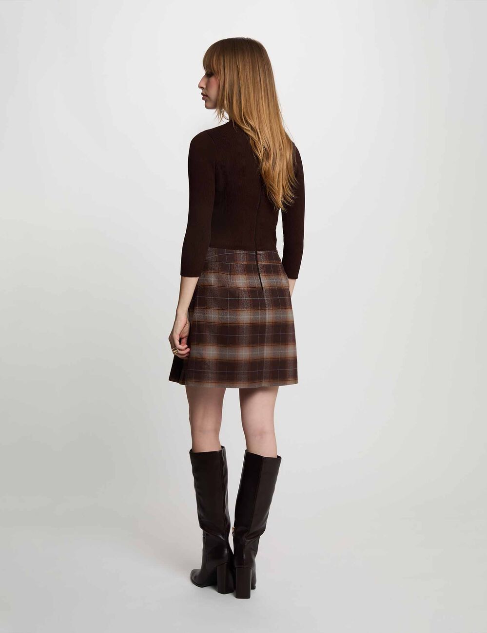 Robe courte col montant multicolore femme