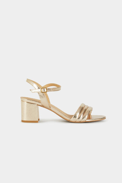 Sandales à talons métallisées en cuir dore femme
