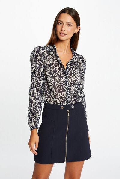 Chemise manches longues imprimé végétal multico femme