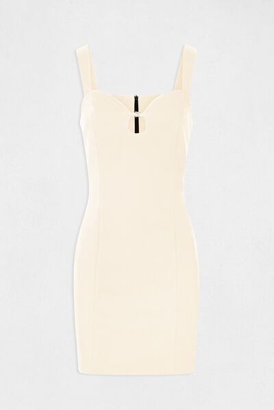 Robe droite avec col bustier ivoire femme