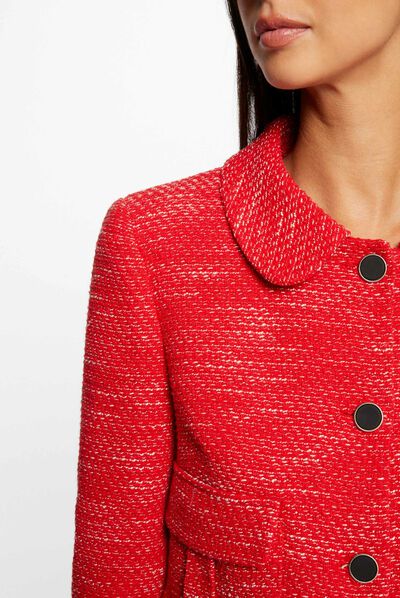 Veste droite boutonnée rouge femme