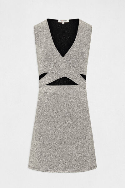 Robe ajustée avec ouvertures argente femme