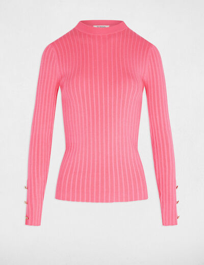 Pull ajust&eacute; col chemin&eacute;e rose fushia femme