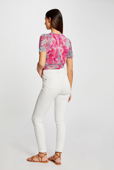 T-shirt manches courtes imprimé floral rose femme
