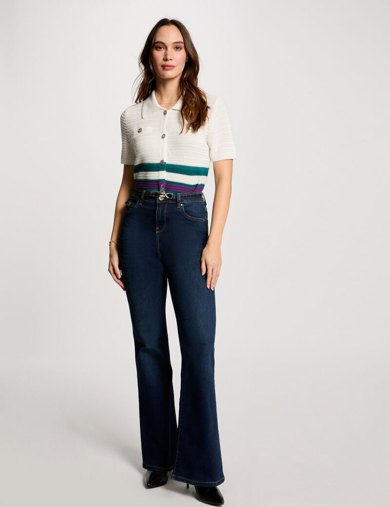 Gilet col à revers multicolore femme