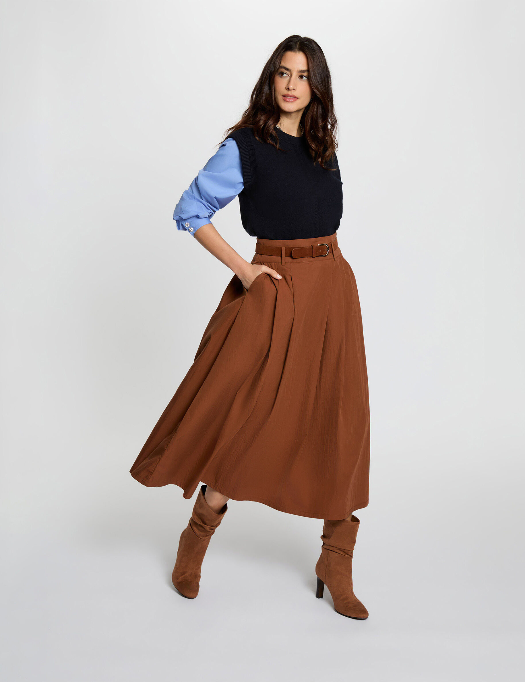 Pull ajusté col à revers femme