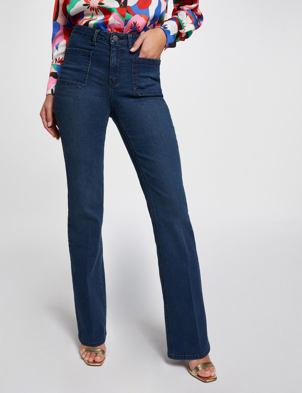 Jeans flare taille haute jean brut femme