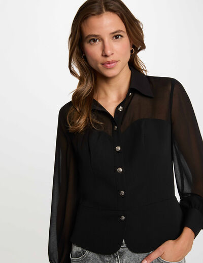 Chemise effet bustier noir femme