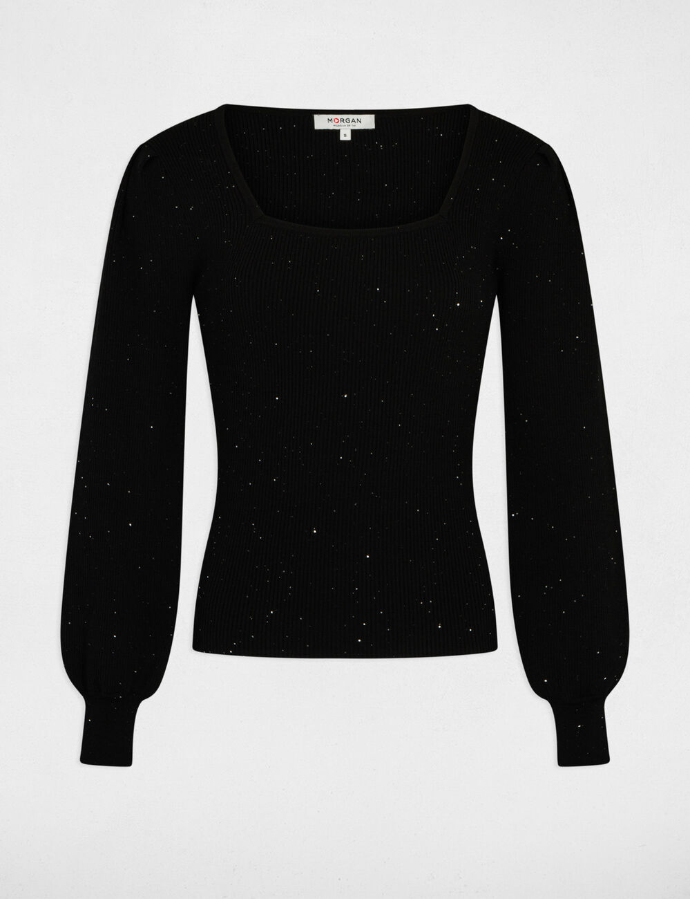 Pull manches longues à sequins noir femme