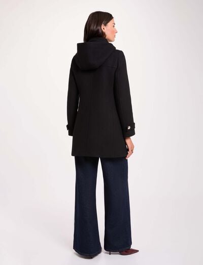 Manteau mi-long brandebourg noir femme