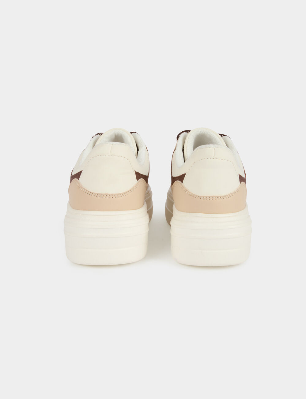 Basket similicuir bicolore blanc femme
